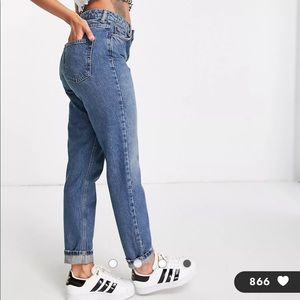 Topshop Moto Mom Jeans in Mid Blue